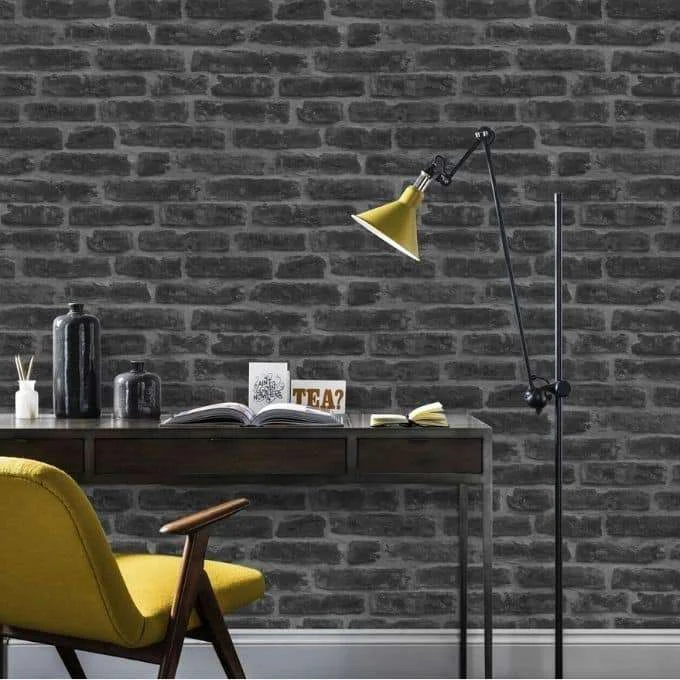 Realistic Wallpaper, Black Brick Wallpaper, textured brick wallpaper