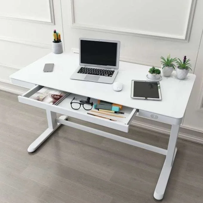 Realspace White Electric Standing Desk with Drawer @ Office Depot.