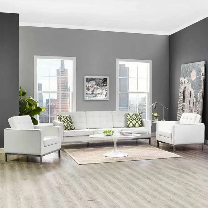 White Leather Living Room Furniture Set Wayfair