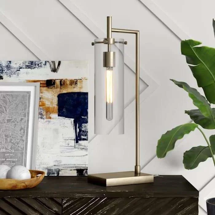 Contemporary Modern Table Lamps Backus Antique Brass