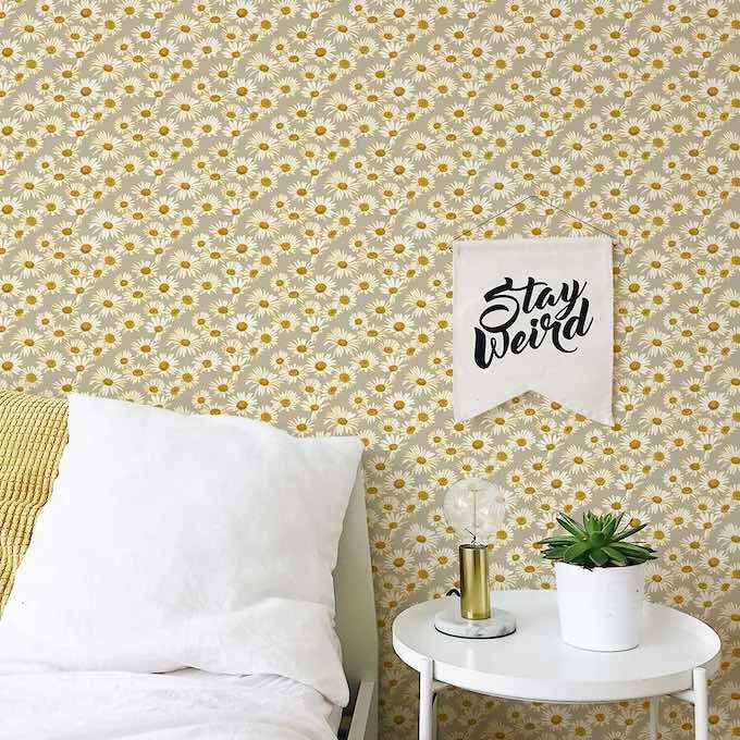 Daisies Floral Mid Century Wallpaper