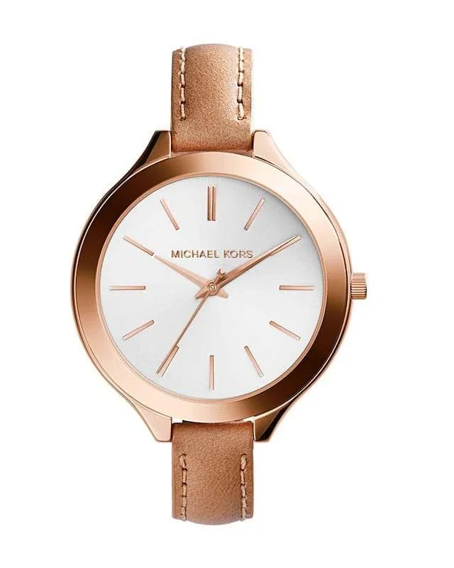 Michael Kors Womens Watches Under 200 Slip Runway Brown Strap