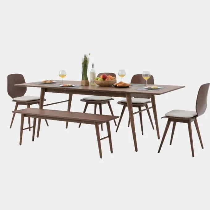 Kardiel Extendable Mid Century Dining Set with Bench
