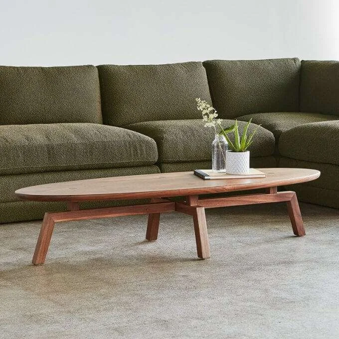 All Wood Sculpted Mid Century Modern Coffee Table All Modern Solana