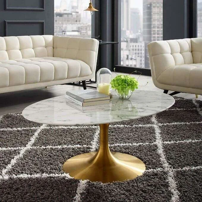 Faux Marble Top Mid Century Modern Coffee Table Amazon Modway Lippa