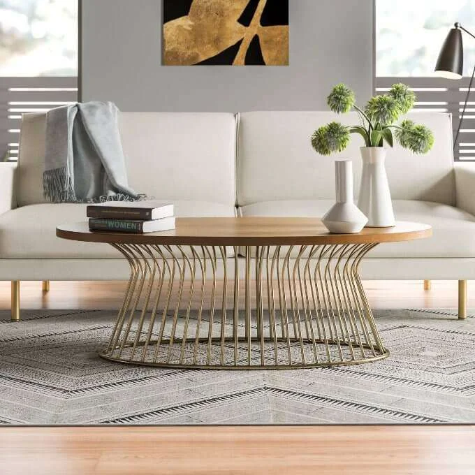 Large Mid Century Oval Coffee Table Wayfair Okemos Frame