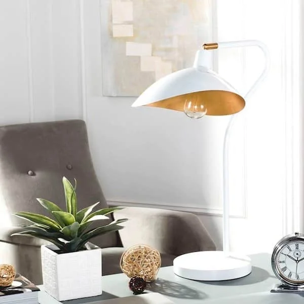 Midcentury Table Lamp Arched White