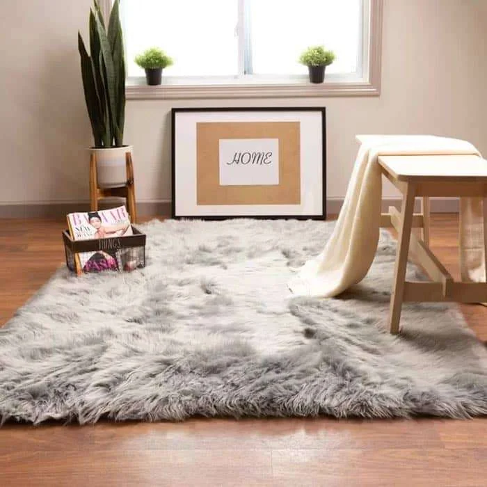 Modern Area Rugs Handmade Shag Gray