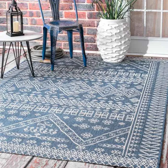 Modern Area Rugs Zahar Blue Indoor