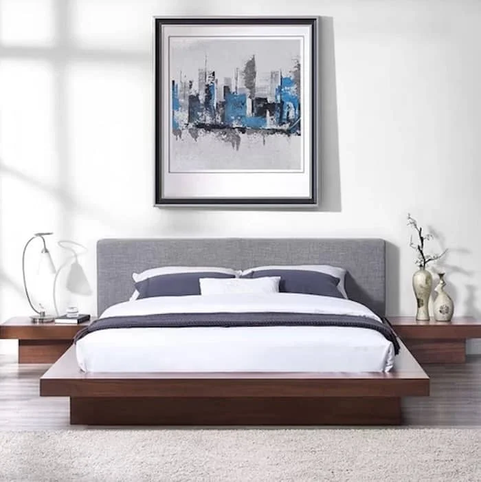 Modern Platform Bed Rennan Queen Size