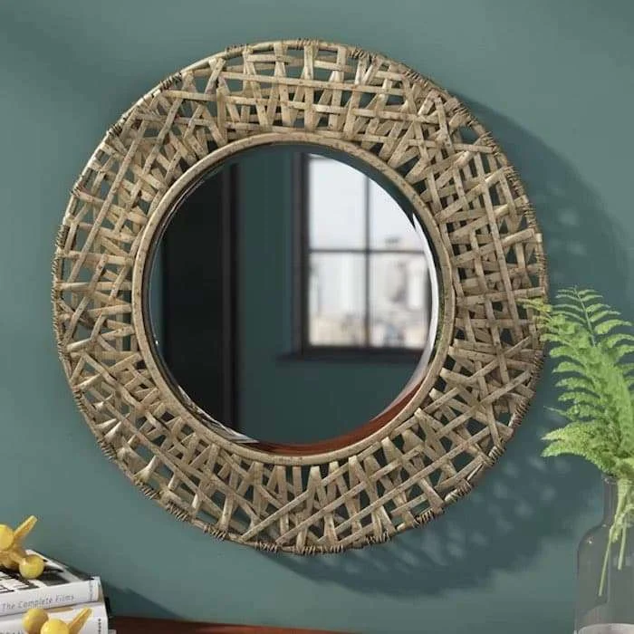 Modern Wall Mirrors Richardson Woven Metal Round