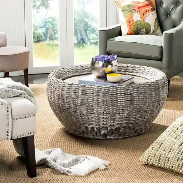 Best Round Wooden Coffee Tables, Bohemian Round Wooden Coffee Table with Storage
