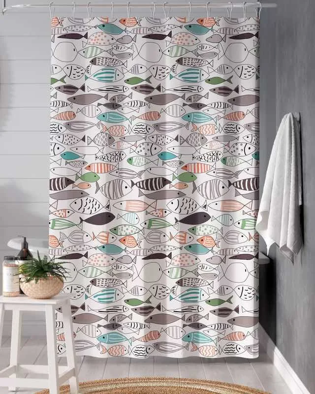 Best Shower Curtains, Luxury Shower Curtains, Colorful Elegant Shower Curtains, Beach Themed Shower Curtains, Boho Shower Curtains, Ithaca Cotton Printed Single Shower Curtain