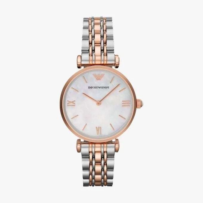Best Women's Watches under $300, Emporio Armani Two Tone Women's Watch with Mother of Pearl Dial