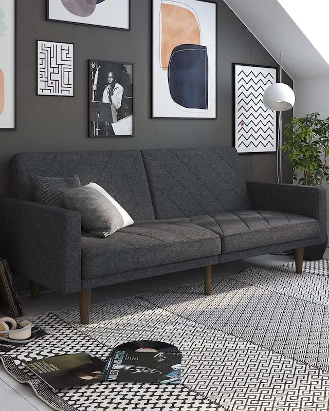 Best Sofa Beds, Grey Linen Futon Sleeper Sofa
