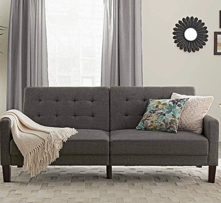 Best Sofa Beds, Button Tufted Paris Gray Sleeper Sofa