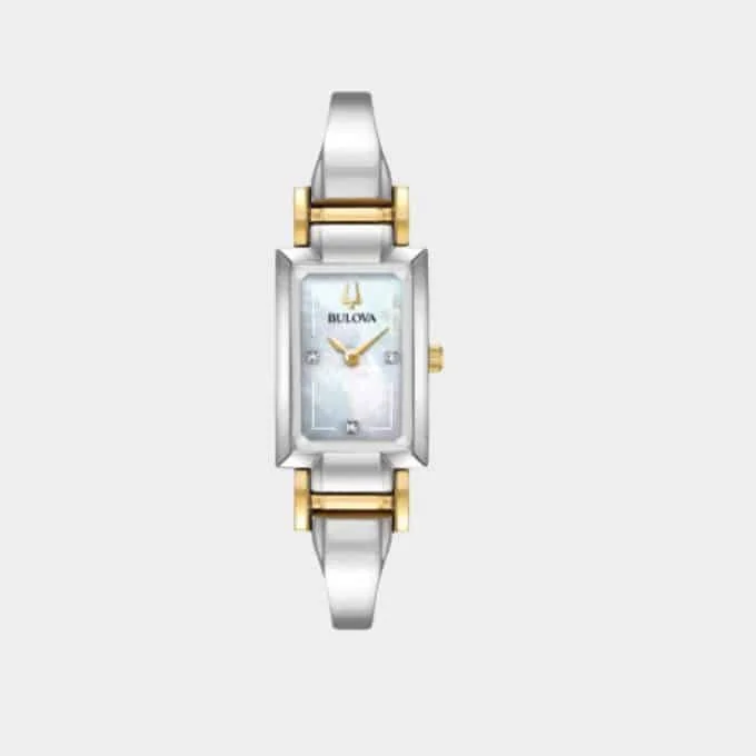 Best Bulova Women's Watches Reeds Two Tone Stainless Steel Half Bangle