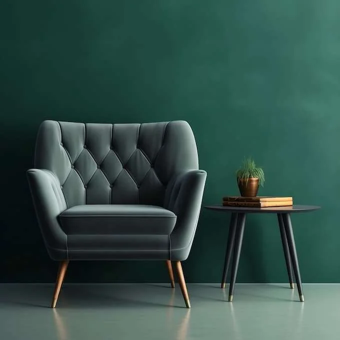 Green Tufted Back Accent Chair