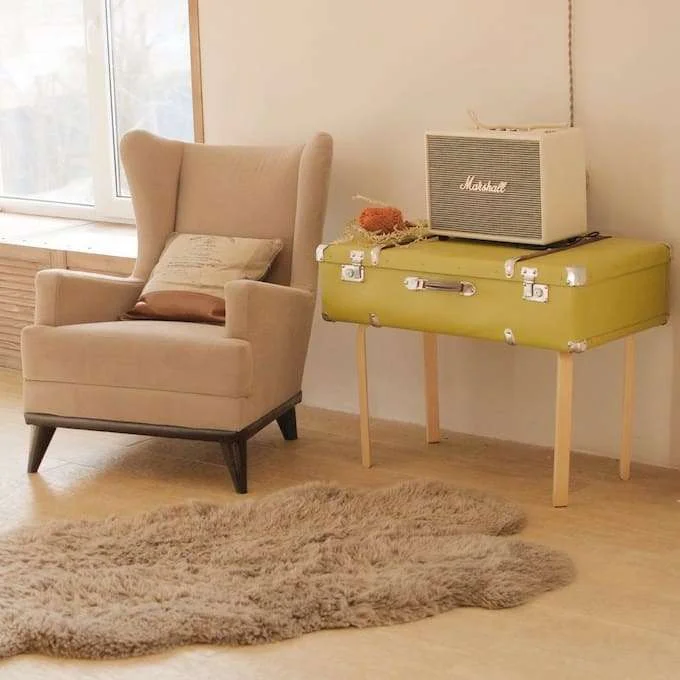 Accent Chair High Wing Back Beige