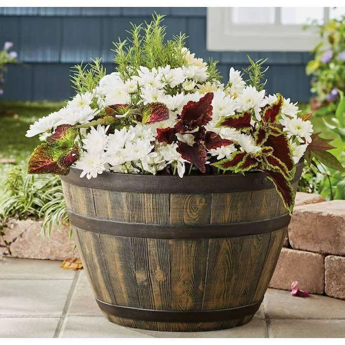Whiskey Barrel Large Planter for Front Porch