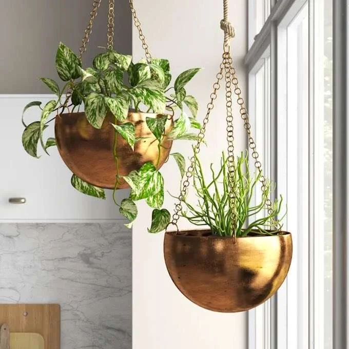Best Hanging Planters, Wall Hanging Planters, Hanging Planters Indoor, Ceramic Hanging Planters, Small Hanging Planters, Copper Toned Ceramic Hanging Planters Set
