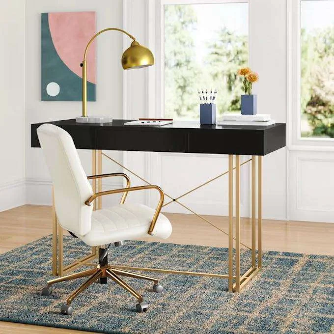 Best Home Office Desks Wayfair black gold