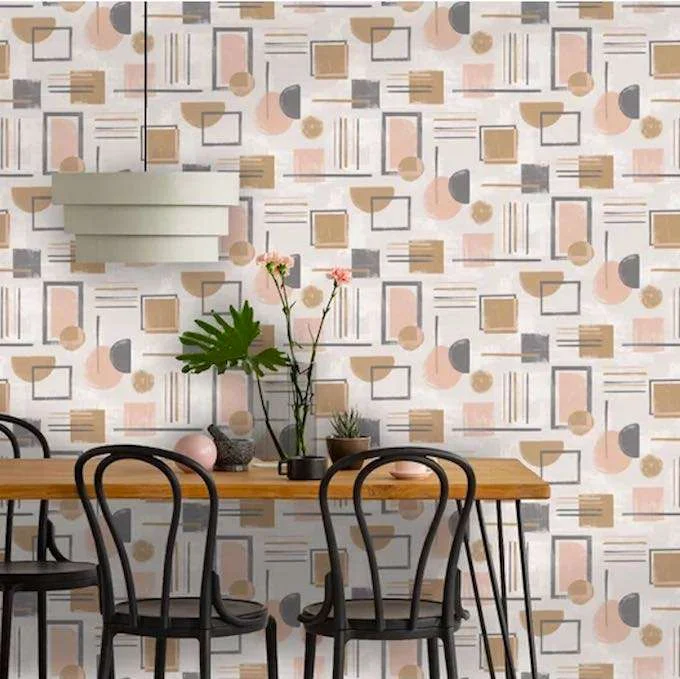 Coral Mid Century Modern Wallpaper