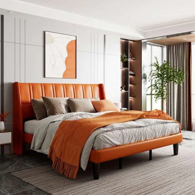 Modern Platform Bed Frame Orange