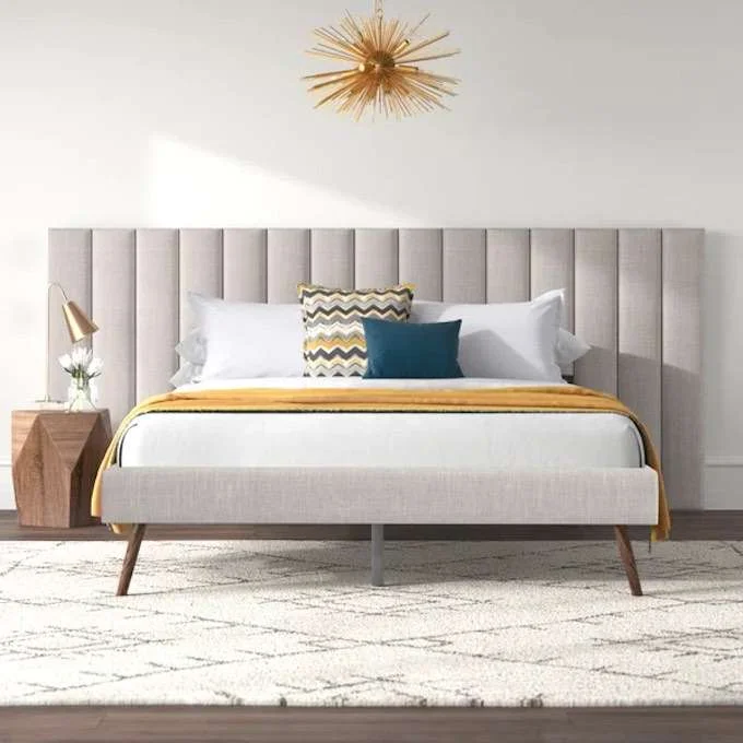 Modern Platform Bed Extended Head Board