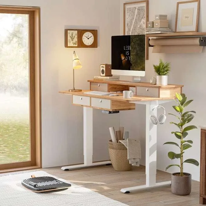 Best Standing Desk Under $300-white-brown